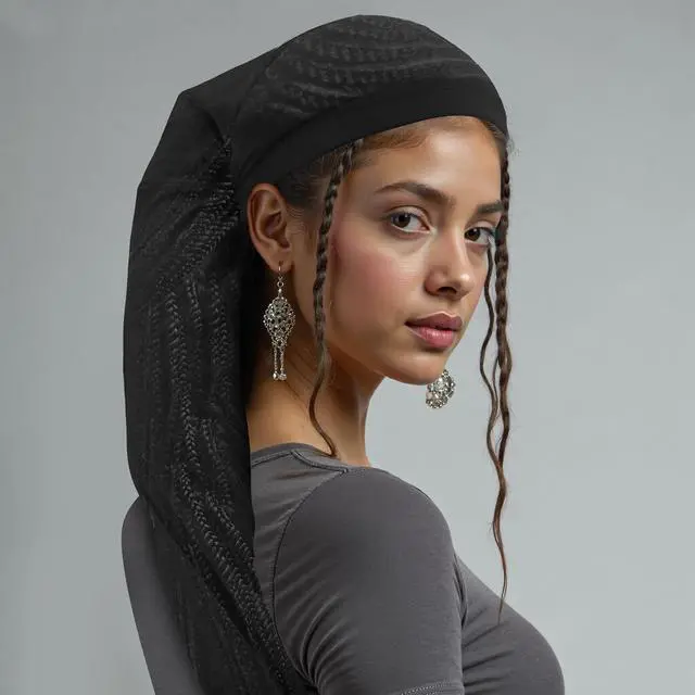 Alt view image 4 of 6 - Hair Weave Sleeve for Locs - Breathable Loc Sleeve for Braids and Hairweave, Fashionable Design - Haircare Haircharms With Elastic Band (Black)