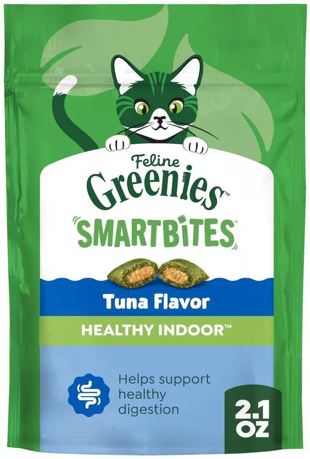 Main image of Greenies Feline Smartbites Healthy Indoor Cat Treats, Tuna, 2.1 oz