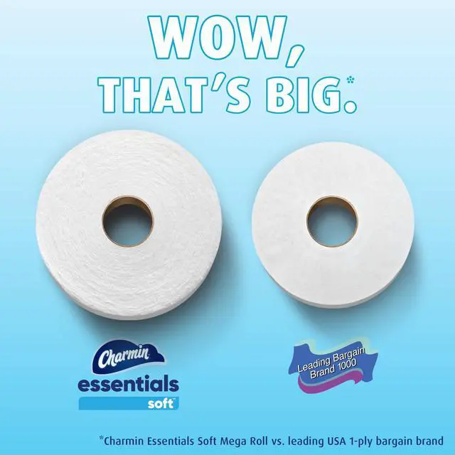 Alt view image 4 of 7 - Charmin Essentials Soft Toilet Paper 6 Mega Rolls, 330 sheets per roll