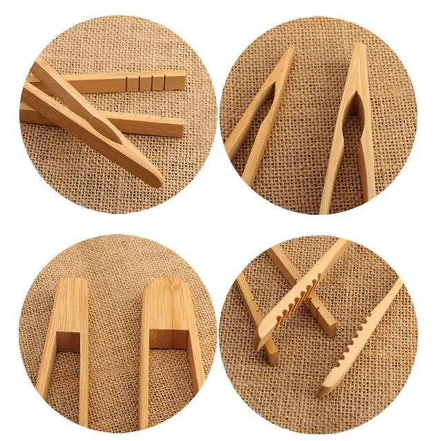 Alt view image 2 of 7 - 1 Pieces Bamboo Toast Tongs, 9.8 Inches Long Wood Toaster Tongs with Anti-slip Design, Tongs for Cooking with Cooking Oil Coating, Eco-friendly (9.8 Inches)