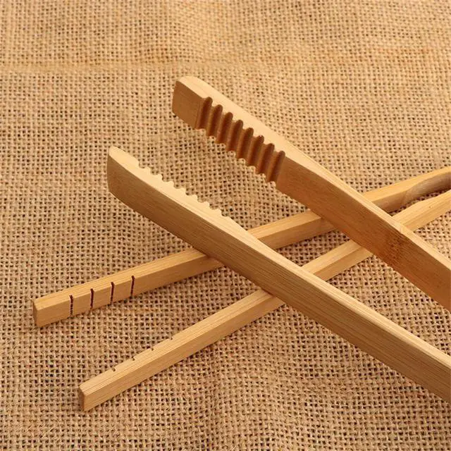 Alt view image 7 of 7 - 1 Pieces Bamboo Toast Tongs, 9.8 Inches Long Wood Toaster Tongs with Anti-slip Design, Tongs for Cooking with Cooking Oil Coating, Eco-friendly (9.8 Inches)