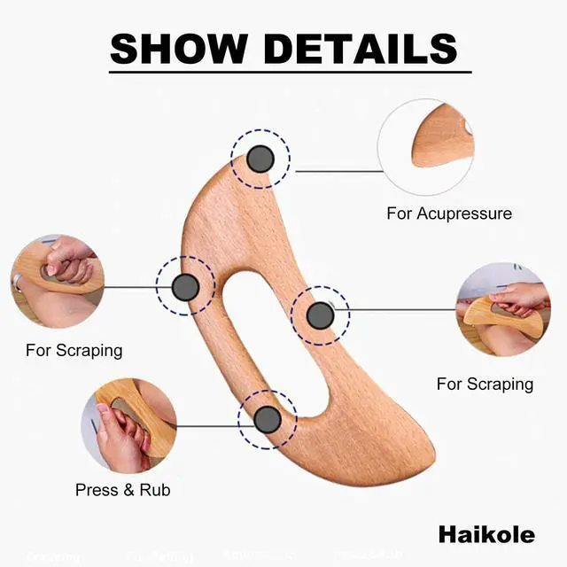 Alt view image 3 of 7 - enttgo Body Gua Sha Tool Wooden Lymphatic Drainage Tool,Guasha Massage Tools for Anti Cellulite and Relieve Muscle Fatigue,Wood Therapy Massage Tools for Neck Back Face Leg Facial (A-Wood1)