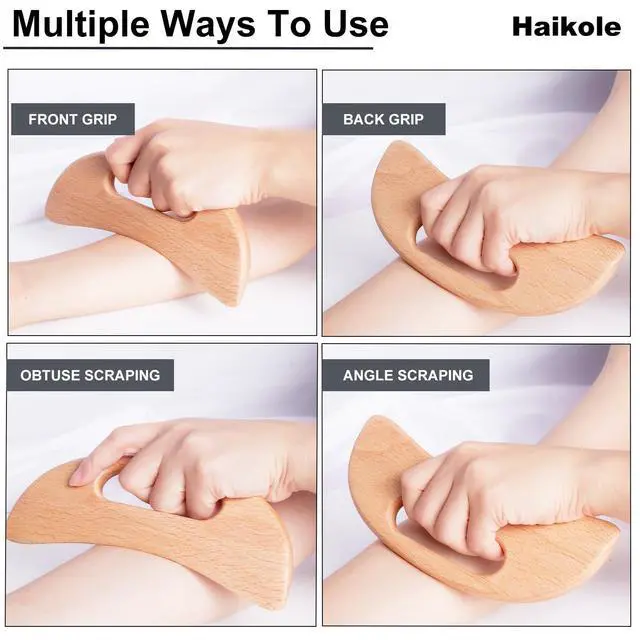 Alt view image 5 of 7 - enttgo Body Gua Sha Tool Wooden Lymphatic Drainage Tool,Guasha Massage Tools for Anti Cellulite and Relieve Muscle Fatigue,Wood Therapy Massage Tools for Neck Back Face Leg Facial (A-Wood1)