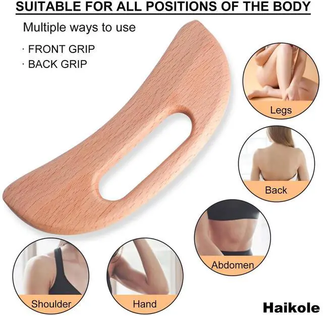 Alt view image 4 of 7 - enttgo Body Gua Sha Tool Wooden Lymphatic Drainage Tool,Guasha Massage Tools for Anti Cellulite and Relieve Muscle Fatigue,Wood Therapy Massage Tools for Neck Back Face Leg Facial (A-Wood1)