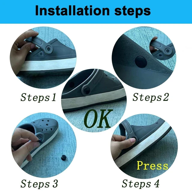 Alt view image 6 of 7 - 8 Sets Replacement Rivets for Beach Shoe Replacement Button Replacement Parts Compatible for Clog Beach Shoe Strap Repair (Black)