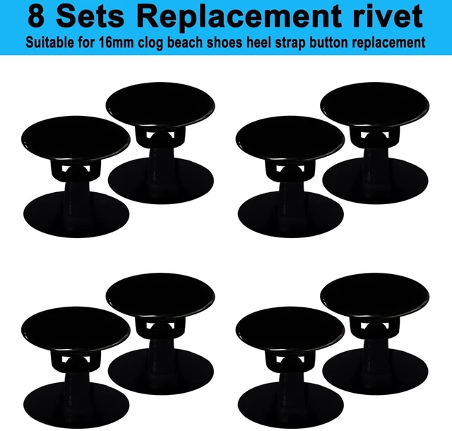 Alt view image 2 of 7 - 8 Sets Replacement Rivets for Beach Shoe Replacement Button Replacement Parts Compatible for Clog Beach Shoe Strap Repair (Black)