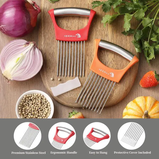 Alt view image 4 of 7 - 2 Pack Onion Holder for Slicing, Tomato Slicer Tool for Easy Cutting