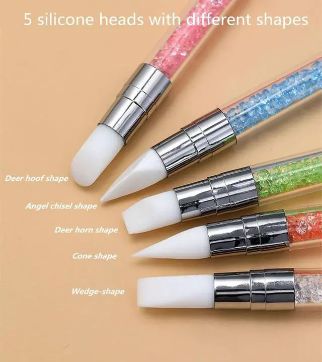 Alt view image 4 of 4 - FULINJOY 5pcs Nail Sculpture Pen - Dual Tipped Silicone Nail Tools, Acrylic Pen & Brushes for Resin, Design Tools for Foil Carving & Drawing Effects