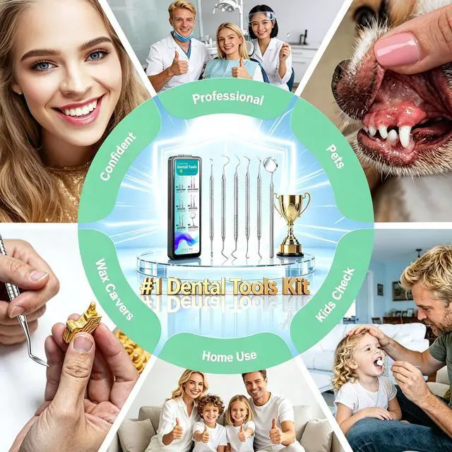 Alt view image 3 of 6 - Dental Pick Tools Kit, Tooth Scraper Plaque Tartar Remover
