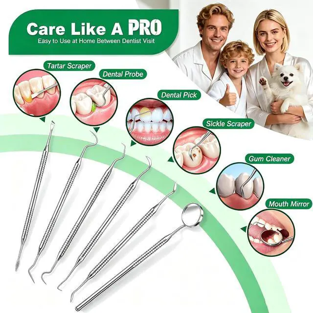 Alt view image 4 of 6 - Dental Pick Tools Kit, Tooth Scraper Plaque Tartar Remover