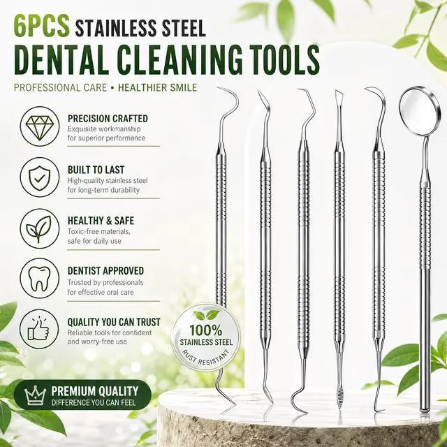 Alt view image 2 of 6 - Dental Pick Tools Kit, Tooth Scraper Plaque Tartar Remover