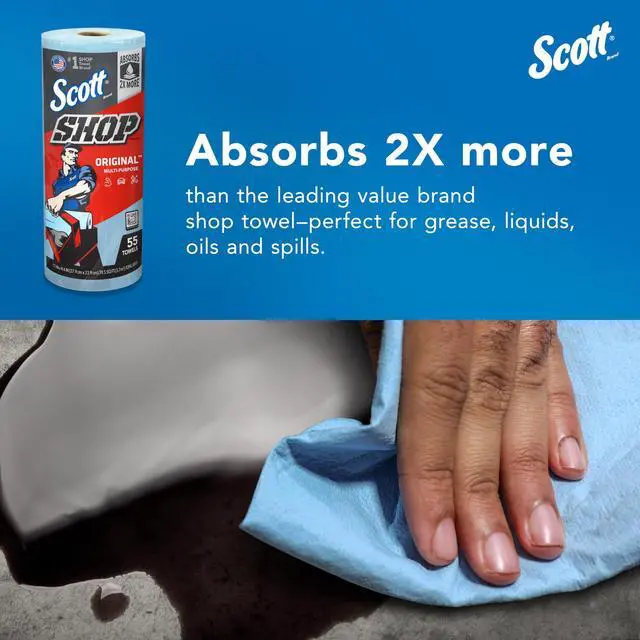 Alt view image 3 of 7 - Scott Shop Towels Original, 55 Towels/Roll, 30 Rolls/Case