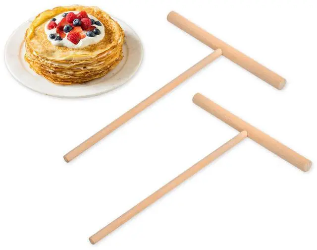 Main image of DS. DISTINCTIVE STYLE Crepe Spreader 2 Pieces 6.1 Inches x 4.7 Inches Natural Wooden T-Shaped Tool for Crepes Wooden Crepe Maker Pancake Maker Tool
