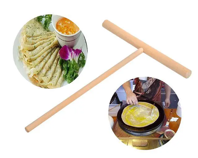 Alt view image 4 of 6 - DS. DISTINCTIVE STYLE Crepe Spreader 2 Pieces 6.1 Inches x 4.7 Inches Natural Wooden T-Shaped Tool for Crepes Wooden Crepe Maker Pancake Maker Tool