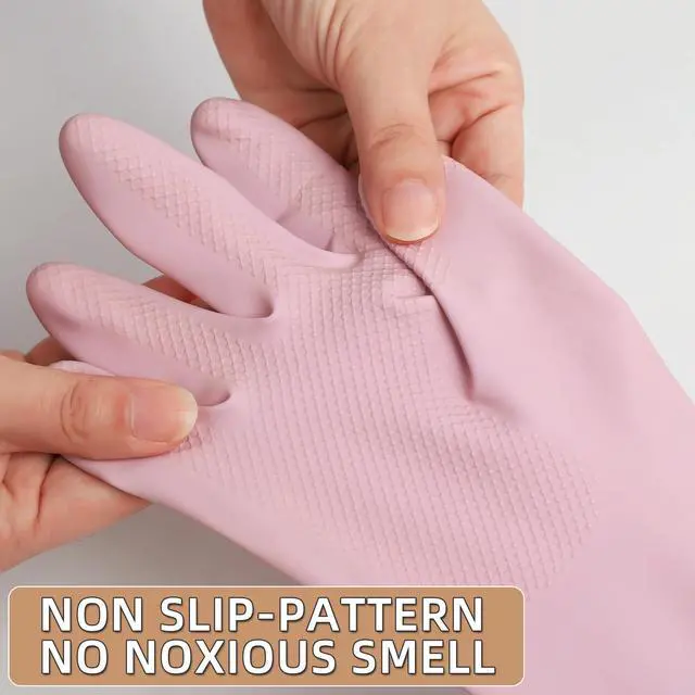 Alt view image 3 of 6 - Dishwashing Rubber Gloves Reusable Kitchen Gloves 2Pairs Cleaning Gloves for Washing Dishes Long-lasting&Non-Slip