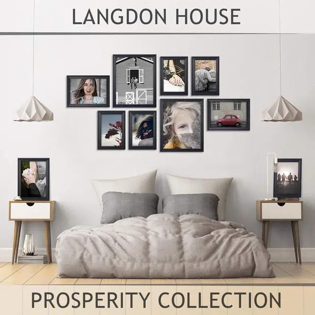 Alt view image 3 of 6 - Langdon House 5x7 Picture Frames (Black, 6 Pack), Contemporary Frame Set, Wall Mount or Table Top, Prosperity Collection