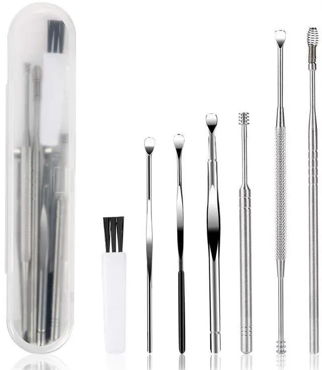 Main image of 7 Pcs Ear Pick Earwax Removal Kit, BetyBedy Ear Cleansing Tool Set, Ear Curette Ear Wax Remover Tool with Cleaning Brush and Storage Box, Sliver