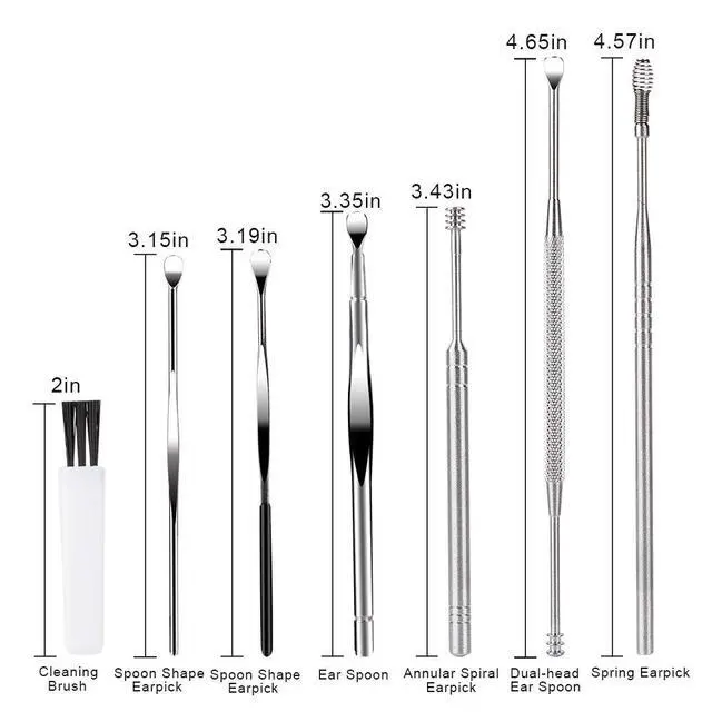 Alt view image 3 of 7 - 7 Pcs Ear Pick Earwax Removal Kit, BetyBedy Ear Cleansing Tool Set, Ear Curette Ear Wax Remover Tool with Cleaning Brush and Storage Box, Sliver