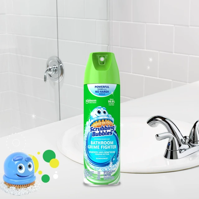 Alt view image 6 of 6 - Scrubbing Bubbles Grime Fighter Disinfectant Bathroom Cleaner Spray, 20oz