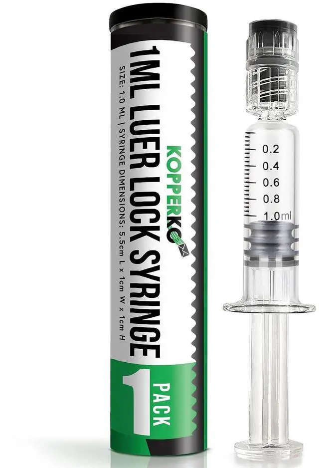 Main image of Kopperko 1ml Luer Lock Syringe, 1 Pack, Borosilicate Glass