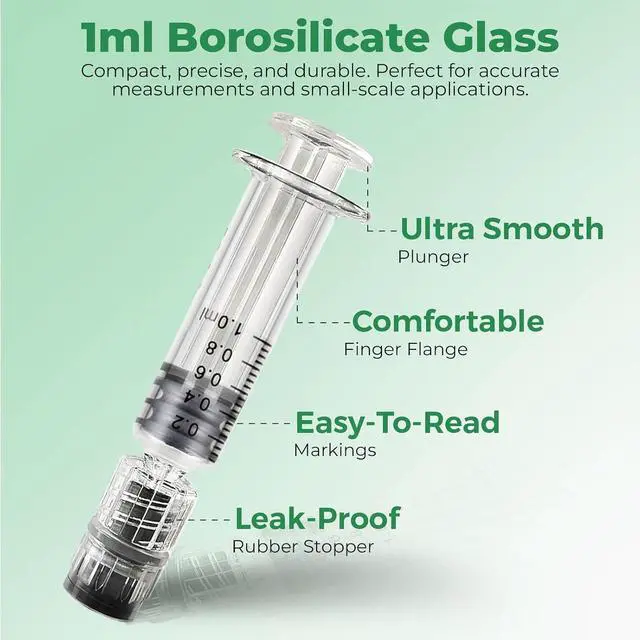 Alt view image 5 of 6 - Kopperko 1ml Luer Lock Syringe, 1 Pack, Borosilicate Glass