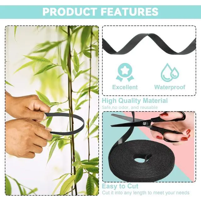 Alt view image 3 of 7 - Black Garden Tie for Garland,17FT Plant Straps for Effective Growing Reusable Plant Tape,Plant Ties for Branches Climbing Plants Supports for Indoor Outdoor Greenhouse