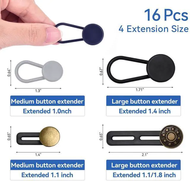 Alt view image 2 of 7 - 16 PCS Button Extenders for Jeans, Waist Adjuster for Pants
