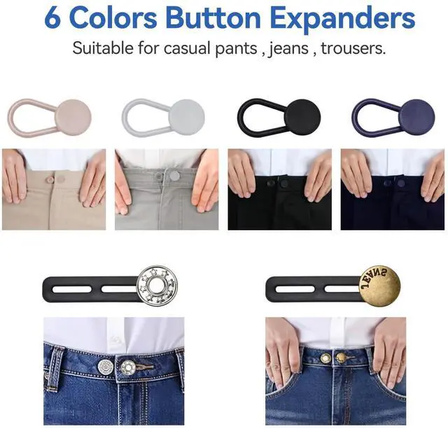 Alt view image 5 of 7 - 16 PCS Button Extenders for Jeans, Waist Adjuster for Pants