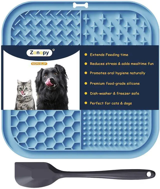Main image of Licking Mat for Dogs & Cats with Suction Cups, 1 Pack Square Dog Slow Feeder Lick Pat for Anxiety Relief & Boredom, Dog Toys to Keep Them Busy, Pets Bathing Training Grooming Mat