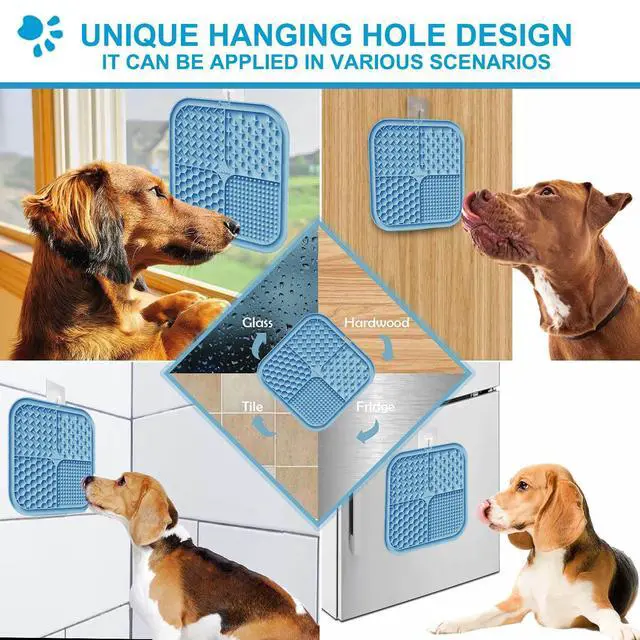 Alt view image 5 of 6 - Licking Mat for Dogs & Cats with Suction Cups, 1 Pack Square Dog Slow Feeder Lick Pat for Anxiety Relief & Boredom, Dog Toys to Keep Them Busy, Pets Bathing Training Grooming Mat