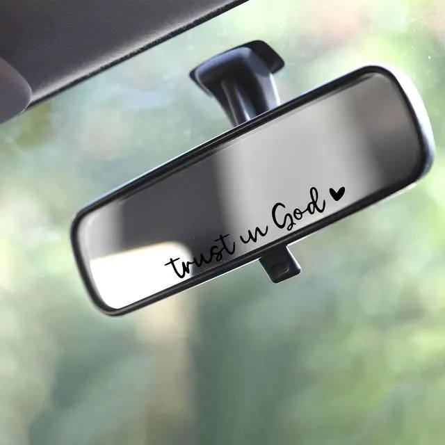 Alt view image 5 of 7 - 6 Pcs Trust in God Rearview Mirror Stickers, Christian Car Accessories Cute Rearview Mirror Decoration Stickers for Men Women Gift