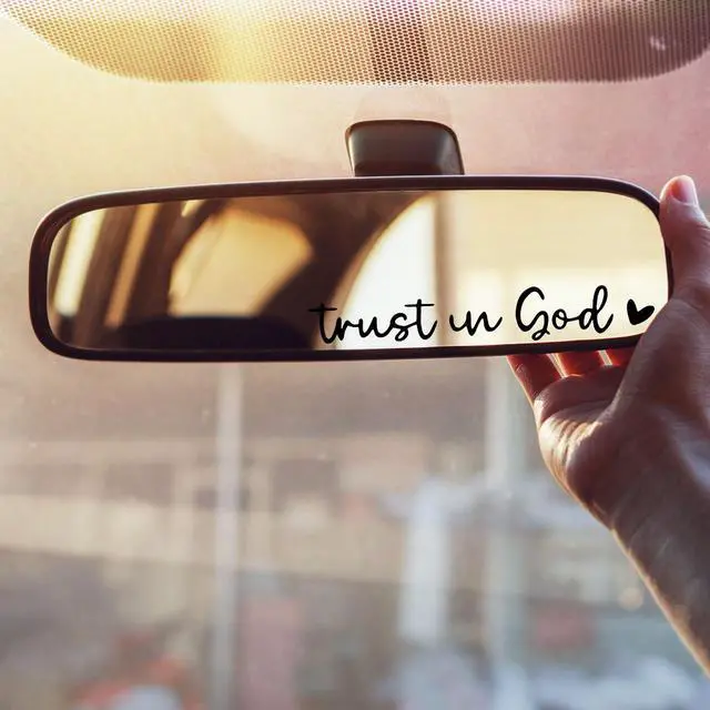 Alt view image 4 of 7 - 6 Pcs Trust in God Rearview Mirror Stickers, Christian Car Accessories Cute Rearview Mirror Decoration Stickers for Men Women Gift