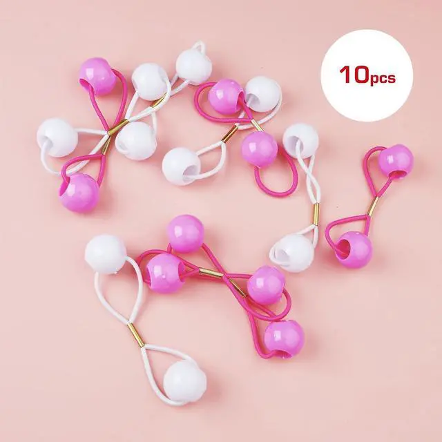Alt view image 4 of 5 - RED by Kiss 10 Pieces 16mm Ball Hair Ties, Bubble Ponytail Holders for Kids Girls Children Women Baby Toddlers, Twin Bead Colorful Elastic Hair Accessories, Cute Hair Bands with Balls (Pink Assorted)