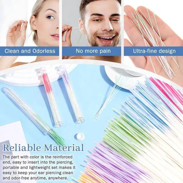 Alt view image 7 of 7 - Ear Hole Cleaner 300Pcs Ear Piercing Cleaner Floss 5 Colors Earring Hole Cleaner for Girls Women Men,Disposable Piercing Cleaning Floss,Ear Piercing Care Cleaning Tool (5Colors 300Pcs)