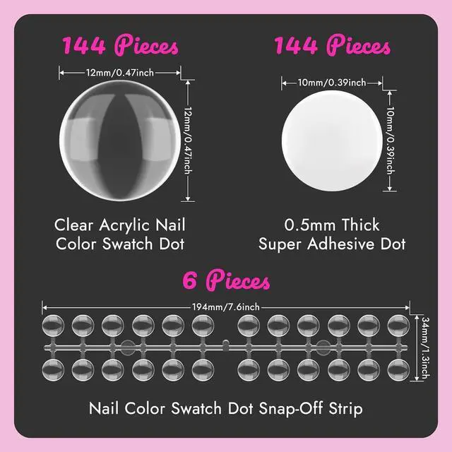 Alt view image 2 of 6 - Finea 144pcs Gel Nail Polish Color Display Swatch Dots Clear with Stickers