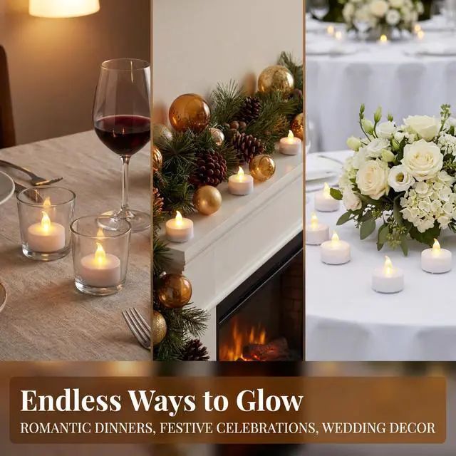 Alt view image 5 of 7 - Tea Lights Flameless Battery Operated Candles. Warm White 12Pack