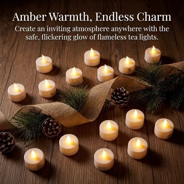 Alt view image 6 of 7 - Tea Lights Flameless Battery Operated Candles. Warm White 12Pack