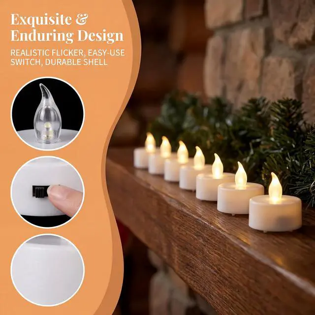 Alt view image 4 of 7 - Tea Lights Flameless Battery Operated Candles. Warm White 12Pack