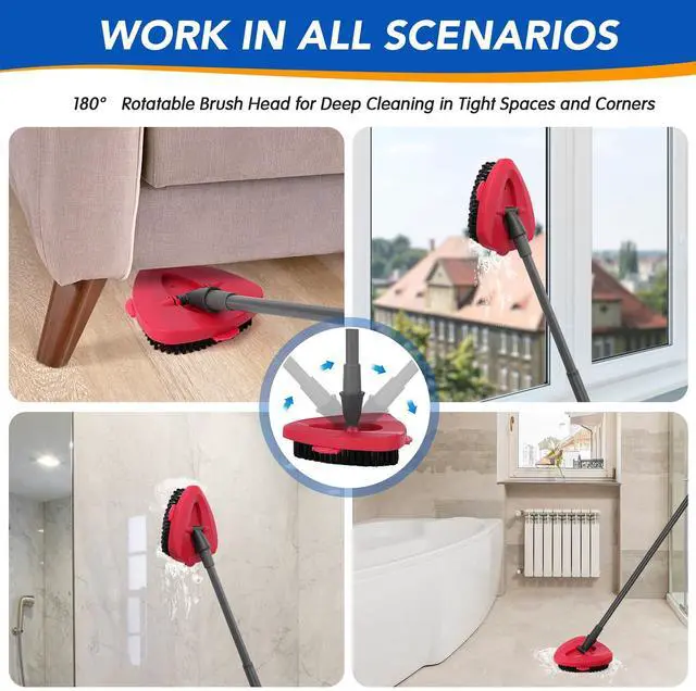 Alt view image 3 of 6 - Scrub Brush Head for EasyWring 1-Tank System, Hard Bristle Spin Mop Scrub Brush Attachment for Tile, Bathroom, Kitchen, Deck & Floor Cleaning, 1 Pack