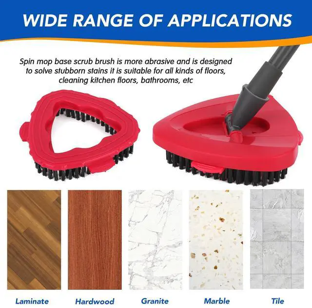 Alt view image 6 of 6 - Scrub Brush Head for EasyWring 1-Tank System, Hard Bristle Spin Mop Scrub Brush Attachment for Tile, Bathroom, Kitchen, Deck & Floor Cleaning, 1 Pack