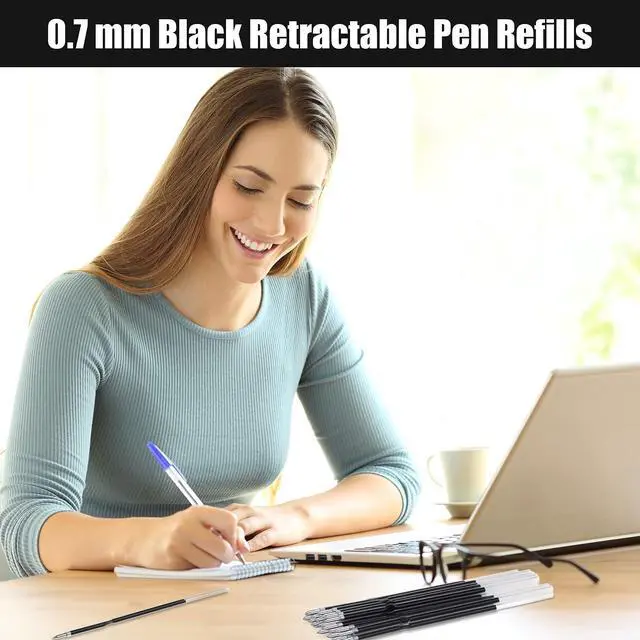 Alt view image 5 of 7 - Outus 60 Pcs Ink Pen Refills 0.7 mm Black Ballpoint Pen Refills Bulk