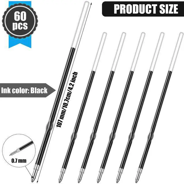 Alt view image 4 of 7 - Outus 60 Pcs Ink Pen Refills 0.7 mm Black Ballpoint Pen Refills Bulk