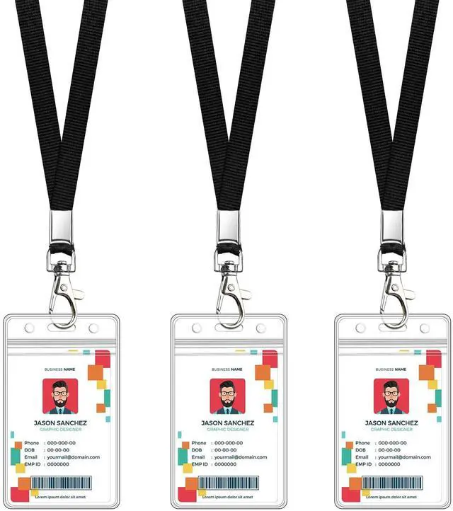 Main image of 3 Pack Clear Vertical ID Badge Holder with Lanyard