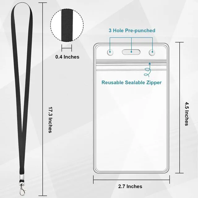 Alt view image 7 of 7 - 3 Pack Clear Vertical ID Badge Holder with Lanyard