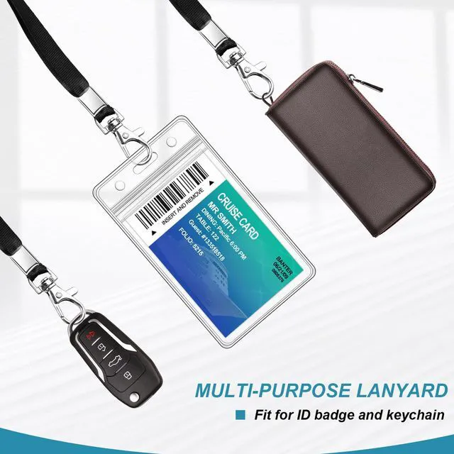 Alt view image 4 of 7 - 3 Pack Clear Vertical ID Badge Holder with Lanyard