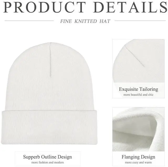 Alt view image 7 of 7 - Custom Hat You Design Own Image Text Logo, Personalized Knit Cap Cuffed Beanie Hat