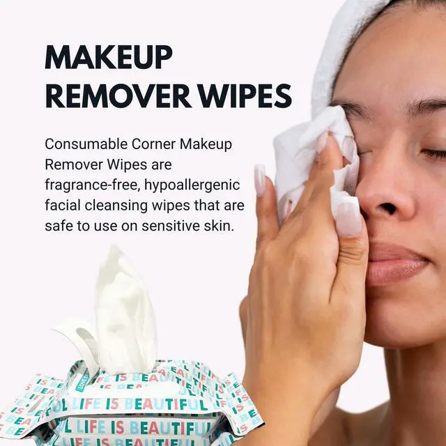 Alt view image 3 of 7 - Consumable Corner - Makeup Remover Wipes - Hypoallergenic Facial Cleansing