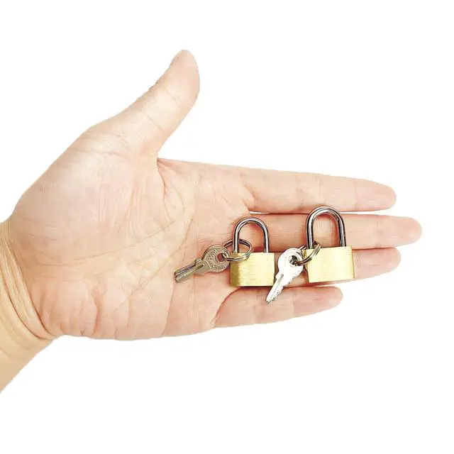 Alt view image 2 of 7 - 2 Pcs Small Solid Brass Locks with Keys, 20mm + 25mm Mini Key Locks, for Luggage, Backpack, Gym Locker, Jewelry Box (20-25mm)