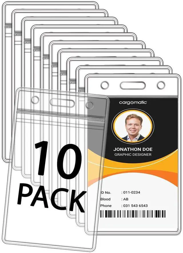 Main image of Name Badge Holders Clear Badge Sleeve Plastic Lanyard Sleeves for ID Holders (10 Pcs Vertical)