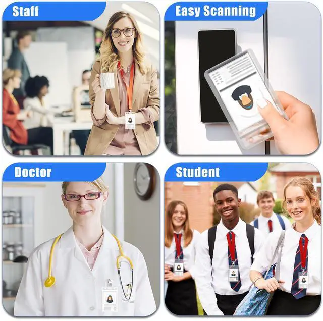 Alt view image 6 of 7 - Name Badge Holders Clear Badge Sleeve Plastic Lanyard Sleeves for ID Holders (10 Pcs Vertical)